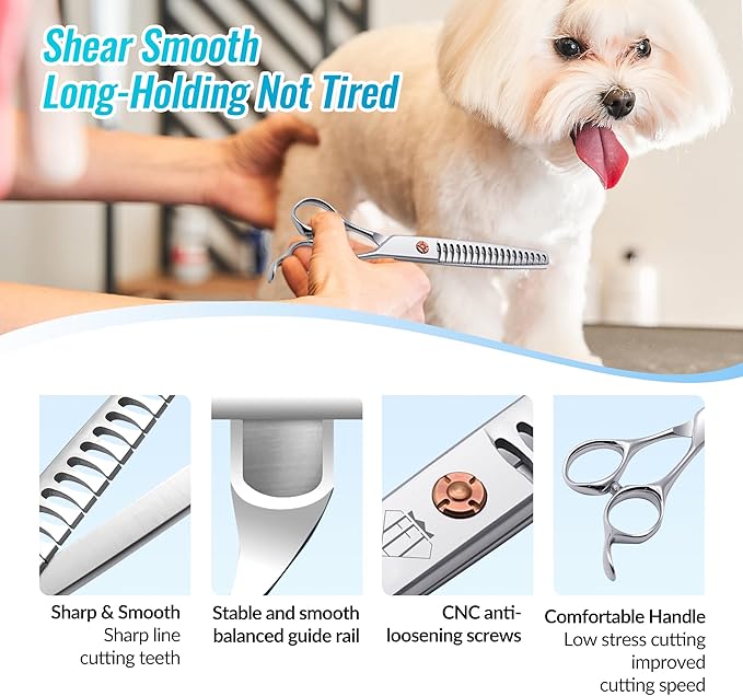 Dog Grooming Scissors: 7 inch Pet Chunker Shears Made Of Japanese 440c Advanced Stainless Steel Professional Grooming Scissors for Dogs Cats and Other Pets-Mewly Pet