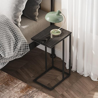 WLIVE Black Side Table, C Table End Table for Bedroom, Home Office, Dorm, Living Room Tables, Black Couch Table, 2-Tier Side Tables