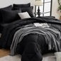 HEVUMYI Black Cali-King Comforter Set - 7-Piece All Season Bed in a Bag Cali-King, Ultra Soft Bedding Set with Comforter, Flat Sheet, Fitted Sheet, Pillowcases, Pillow Shams, Black