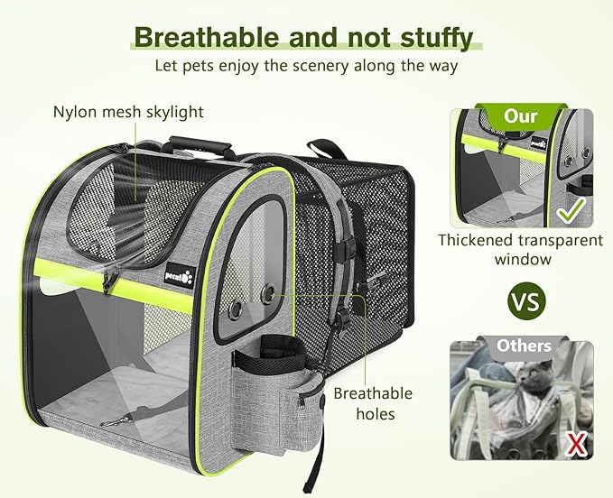 Pecute Pet Carrier Backpack, Cat Backpack Carrier, Expandable with Breathable Mesh for Small Dogs Cats Puppies, Dog Backpack Carrier for Hiking Travel Camping Outdoor, Hold Pets Up to 18 Lbs-Mewly Pet