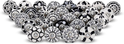 Knobs for Cabinets and Drawers Assorted Multicolor Cupboard Wardrobe Furniture Black Door Knob Pull Handles for Dresser Kitchen Wardrobes Boho Home Interior Decor -Pack of 30