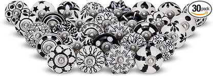 Knobs for Cabinets and Drawers Assorted Multicolor Cupboard Wardrobe Furniture Black Door Knob Pull Handles for Dresser Kitchen Wardrobes Boho Home Interior Decor -Pack of 30