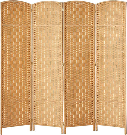 6 ft. Tall-Extra Wide-Diamond Weave Fiber Room Divider - Light Beige - 4 Panel