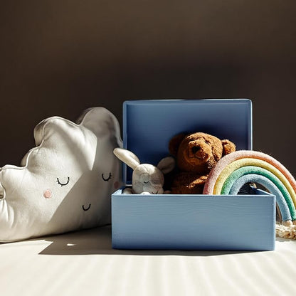 Large Blue Wooden Box Storage with Hinged Lid | 11.8 x 7.87 x 5.51 inches (+-0.5) | Gift Box Storage | Product NOT Intended for 15 Years OR Below