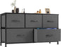 OLIXIS Dresser for Bedroom with 5 Drawers, Wide Chest of Drawers, Fabric Bedroom Dresser with Drawer Organizers, Storage Organizer Unit with Fabric Bins for Closet, Living Room, Hallway