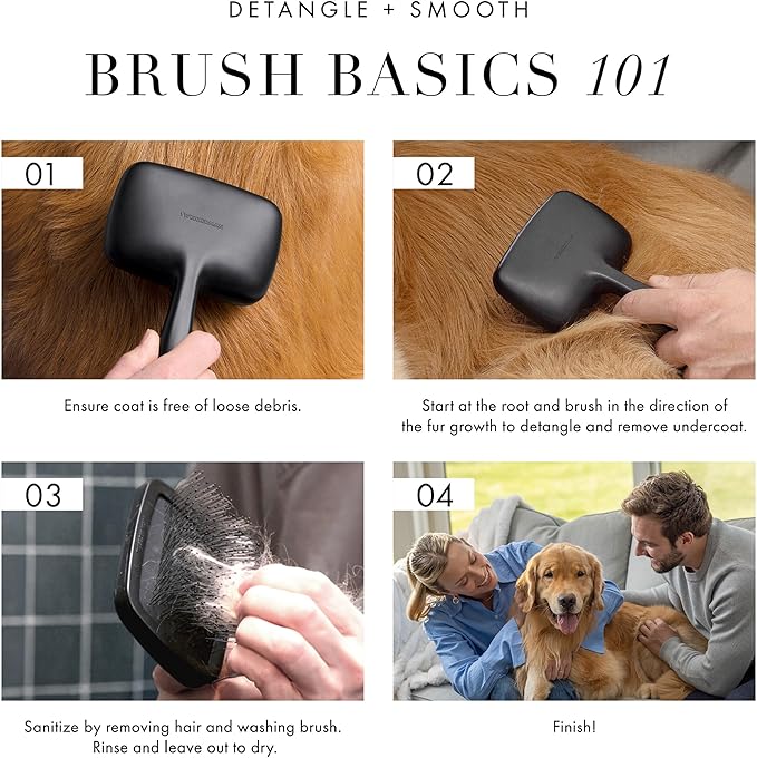 Tweezerman Dog and Cat Slicker Brush for Large Pets, Grooming Brush with Coated Bristles to Prevent Scratching and Ergonomic Handle-Mewly Pet
