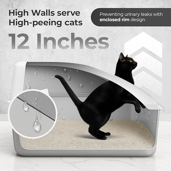 XL Stainless Steel Litter Box with Lid for Big Cats - Prevents Odor & Stains - Leak-Proof, Rust-Free & Non-Stick - Extra Large Cat Litter Box Stainless Steel with Scooper, Brush, Bowl & Mat Included-Mewly Pet