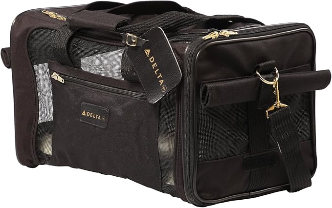 Sherpa Delta Airlines Travel Pet Carrier, Airline Approved & Guaranteed On Board - Black, Medium-Mewly Pet