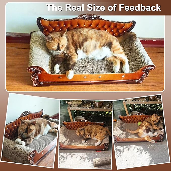 Sofa-Shaped Cat Scratching Couch & Lounge Bed - Thick Cardboard Cat Scratcher Pad (27.6" L x 12.4" W x 11.8" H)-Mewly Pet