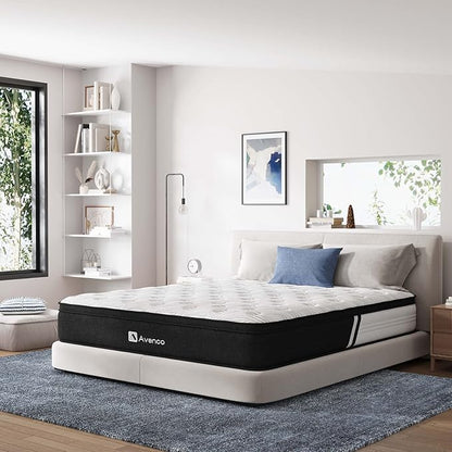 Avenco Full Mattress, 12 Inch Hybrid Mattress with Gel Memory Foam, Bamboo Charcoal and Individually Pocket Innerspring Mattress in a Box for Motion Isolation, Edge Support, CertiPUR-US Certified