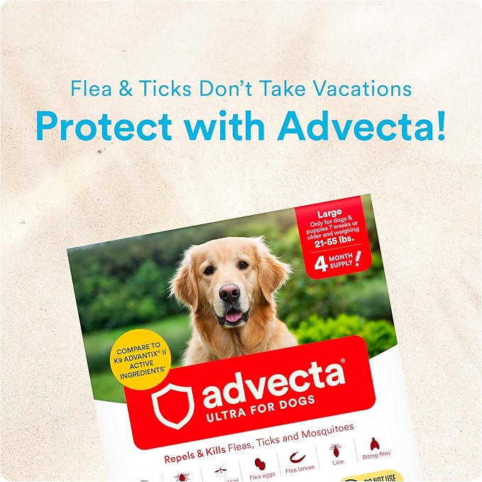 Ultra Flea and Tick Prevention for Dogs - Dog and Puppy Treatment and Control - Mosquito Repellent - Large, Fast Acting Waterproof Topical Drops, 2 Month Supply-Mewly Pet
