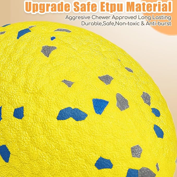 4.72" Indestructible Large Rugby Balls for Aggressive Chewers Durable Olive Bouncy Interactive Football Toy for Dogs Fetch Game Lightweight Floating Outdoor Training, Yellow-Mewly Pet