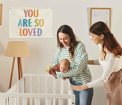 You Are So Loved-Nursery Rectangular Canvas Banner-Boho Flag Wall Sign Decor for Toddler Boy Girl Kids,Baby Room Above Crib Bedroom Playroom Reading Room Decor-Baby Shower Birthday Christmas Gift