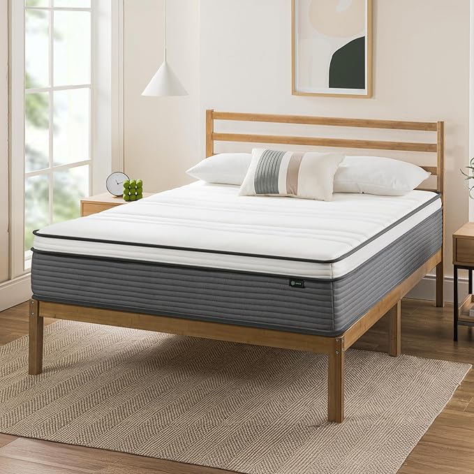 ZINUS 12 Inch True Support Hybrid Mattress [New Version], Queen, Fiberglass Free, Medium Feel, Motion Isolation, Certified Safe Foams & Fabric, Mattress in A Box