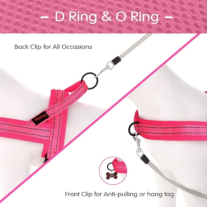 Didog No Pull Dog Harness with Soft Mesh Padded,Reflective & Quick Fit Light Weight Dog Strap Vest Harness,Easy for Walking Training (S:Chest 18-22", Pink)-Mewly Pet