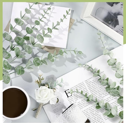 100 Pcs Eucalyptus Stems Faux Greenery Artificial Eucalyptus Leaves Eucalyptus Decor Greenery Stems Faux Greenery Branches for Wedding Centerpiece Flowers Bouquet Farmhouse Home Decor (Light Green)