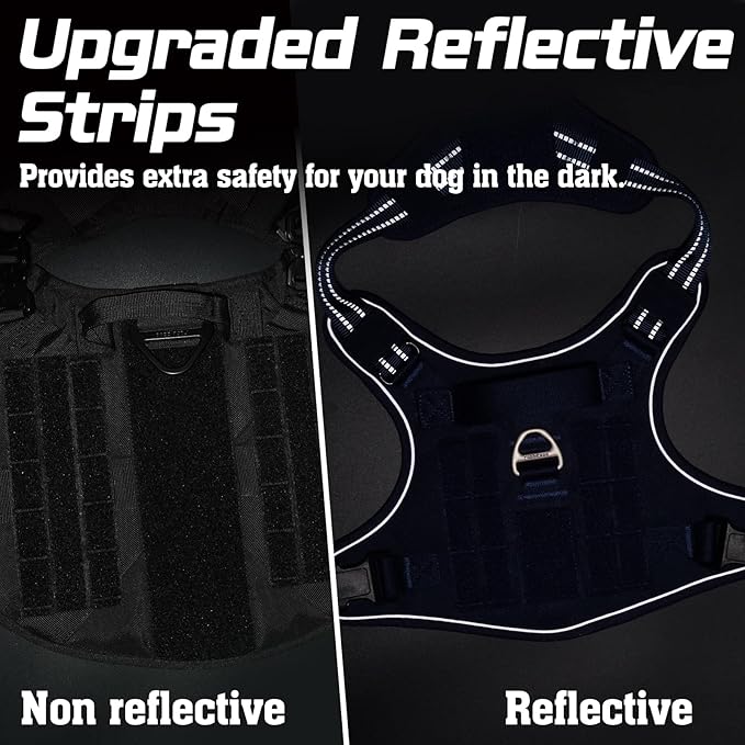 rabbitgoo Tactical Dog Harness for Large Dogs, No Pull Military Service Vest with Handle & Molle, Easy Control for Training Walking, Adjustable Reflective Straps, Blue, L-Mewly Pet