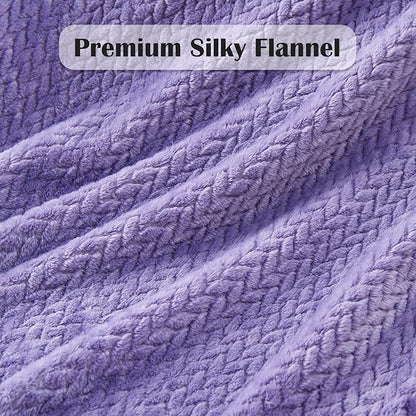 NEWCOSPLAY Super Soft Twin Blanket Lavender Premium Silky Flannel Fleece Leaves Pattern Lightweight Bed Blanket All Season Use (Lavender, Twin(60"x80"))
