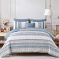 Cottolester Boho Comforter Set King Size Light Blue Comforter Set 8 Piece Bed in a Bag Striped Paisley Bedding Sets