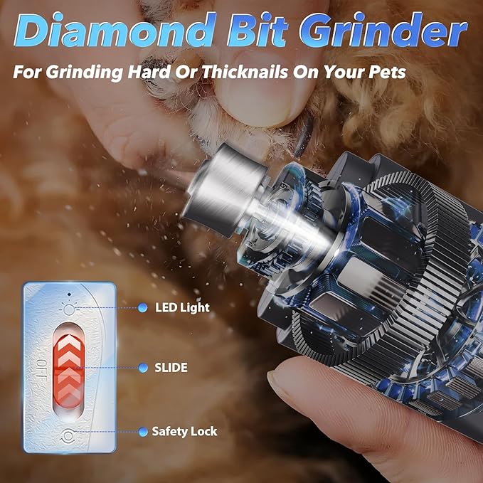 2 in 1 Dog Nail Clippers and Grinder with Lights & Cat Nail Clipper for Large Medium Small Dogs Cats Nail Trimmers USB Rechargeable with 2 LED Lights Dog Claw Care for Non-Black Nails-Mewly Pet