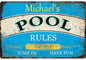 Personalized Sign Metal Signs for Outdoors Custom Name Retro Pool Sign Outside Pool Rules Wall Decor Wall Art Swimming Pool Decorations