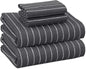 RUVANTI Flannel Sheets Queen Size - 100% Cotton Double Brushed Bed Sheets, Deep Pockets 16 Inches Queen Sheet Set, All Seasons Breathable & Extra Soft - Warm & Cozy, 4 Piece, Pinn Stripe