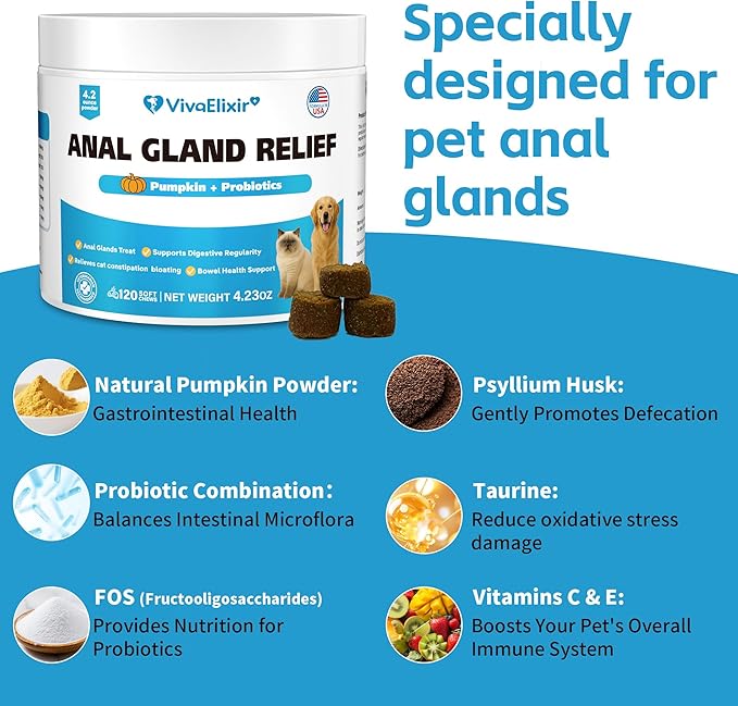 Cat Constipation Relief - Chewable Tablets - with Pumpkin, Psyllium Husk, Prebiotics & Probiotics - Supports Gut Hydration, Bowel Regularity & Immune Health - 120 Tablets-Mewly Pet