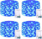 JMEXSUSS 4 Pack 50 LED Fairy Lights Battery Operated Silver Wire 16.1ft Waterproof Blue Christmas Lights for Party Wedding Indoor Outdoor Decorations