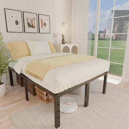 ALDRICH 18 Inch Metal Bed Frame Queen Size - Black Basic Steel Slats Platform, Easy Assembly Heavy Duty Noise Free Bedframes, No Box Spring Needed