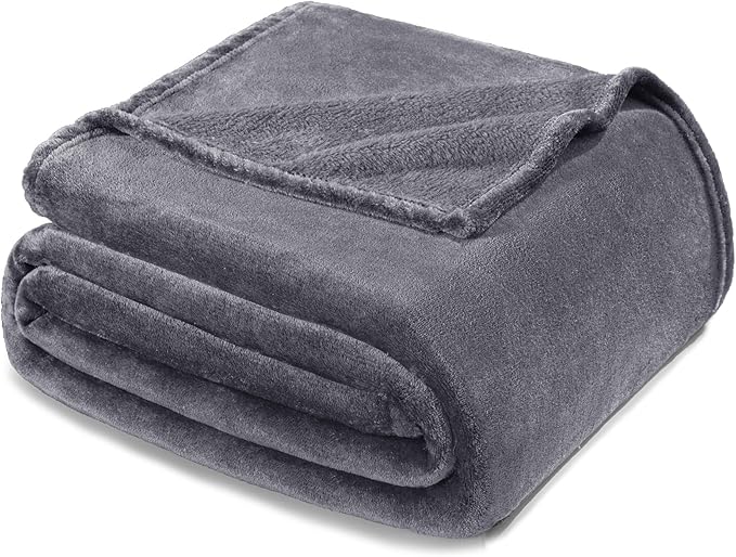 Exclusivo Mezcla Fleece Blanket Twin Size for Bed, Super Soft and Warm, All Season Use, Cozy, Plush, Lightweight, 60x80 Inches Dark Grey
