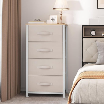 YITAHOME 4-Drawer Fabric Dresser, Dresser for Bedroom, Living Room, Hallway, Closet (Cream White)