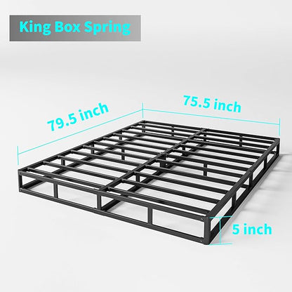 King Box Spring, 5 Inch Low Profile Boxspring for King Bed Strong Metal Frame Mattress Foundation, Quiet Noise-Free,Easy Assembly, 3000lbs Max Weight Capacity