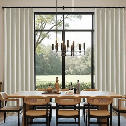 KangBang 100% Blackout Pinch Pleated Curtains 108 Inches Long, Linen Blend Pinch Pleated Window Drapes with Hooks, Track System Curtain Panels for Sliding Door Modern Farmhouse,60x108, Linen,2 PCs