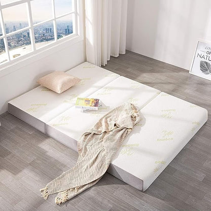 Inofia Full Folding Mattress, 6 Inch Trifold Memory Foam Mattress with Ultra Soft Removable Cover, Foldable & Portable Full Size Bed (73" x 52" x 6")