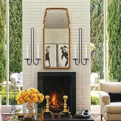 Wall Sconce Candle Holder Metal Hanging Wall Decorations for Home,Living Room, Bathroom, Dining Room, Set of 2（Black