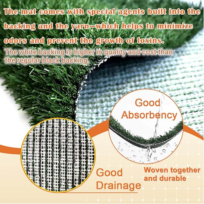 Dog Grass Pad with Tray 25"X20" - Portable Dog Litter Box for Balcony/Patio, Indoor/Outdoor Artificial Turf Pet Potty for Puppy Training, with Washable Pee Pad and Fake Grass Mat-Mewly Pet