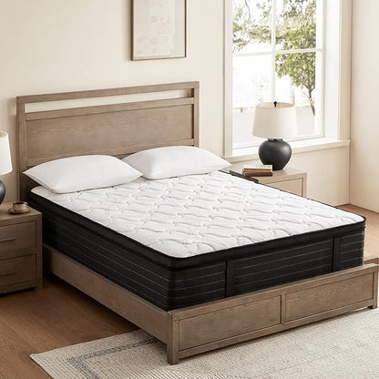 King Size Mattress - 12 Inch Hybrid King Mattresses in a Box with Bamboo Cover - King Size Memory Foam Mattress with Pocket Springs - Medium Firm Mattress for Pressure Relief - CertiPUR-US Certified