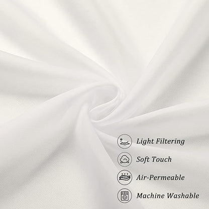 Chyhomenyc Ivory Sheer Curtains 54 Inch Length 2 Panels for Kitchen, Light Filtering Voile Rod Pocket Curtains Drapes for Living Room Bedroom Small Windows, 42Wx54L inches