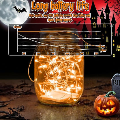 TingMiao Halloween Orange Fairy Lights Battery Operate,7.2ft 20 LEDs String Lights Silver Copper Wire for Hallowen Christmas DIY Decoration Wedding Party (6 Pack)