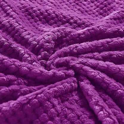 Exclusivo Mezcla Fleece Throw Blanket Extra Large, Super Soft and Warm Blankets for Couch, Sofa and Bed Waffle Textured, Cozy, Fuzzy and Lightweight (Purple, 50x70 Inches)