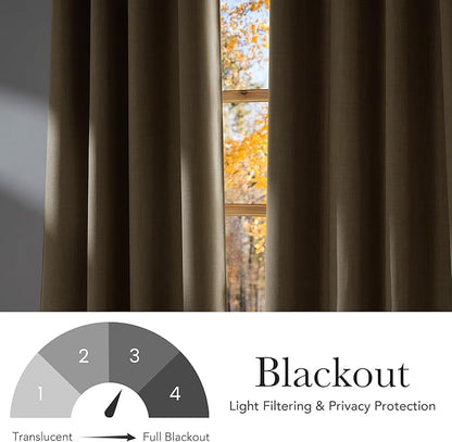 NICETOWN Faux Linen Oatmeal Blackout Curtains 84 inches Long for Living Room - Privacy Panels for Bedroom, Modern Farmhouse Style Easy Care Grommet Top, 2 Panels, W52 by L84
