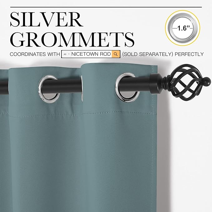 NICETOWN Greyish Green Doorway Curtain Privacy, Door Cover Curtain, Sound Reducing Winter Insulated Thermal Room Darkening Blackout Curtains for Bedroom, 84 inch Length (1 Panel, 5ft Wide by 7ft Long)