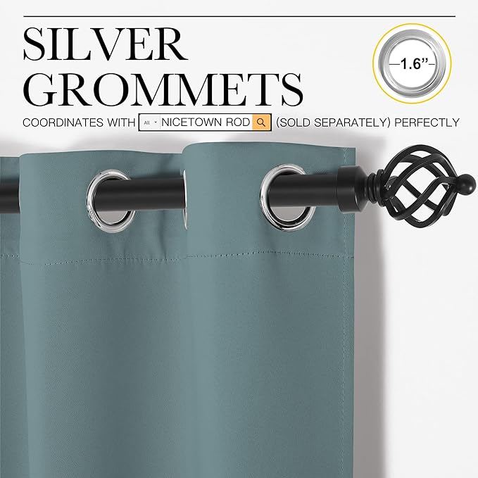 NICETOWN Temporary Portable Curtains for Sidelight Door, Insulating Privacy Soundproof Bifold Doors for Sliding Closet Doorway Entrance Hallway (1 Piece, 5ft Wide x 8ft Long, Greyish Blue)