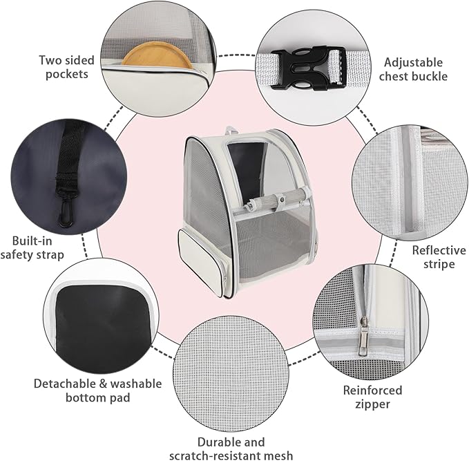 Cat Backpack Carrier,Pet Carrier Airline Approved for Small Dog Cat Puppy Kitten Bunny,Ventilated Mesh Design Animal Backpack for Hiking Camping Travel Bag (Creamy White)-Mewly Pet