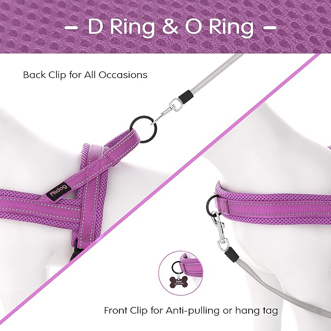 Didog No Pull Dog Harness with Soft Mesh Padded,Reflective & Quick Fit Light Weight Dog Strap Vest Harness,Easy for Walking Training (L:Chest 26-32", Purple)-Mewly Pet