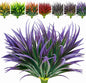 8 Pcs Outdoor Fake Plants UV Resistant Artificial Tall Grass Plants Faux Tropical Flowers Bushes Décor Fall Winter Summer Planters Patio Front Door Porch Plastic Greenery & Shrubs Decoration