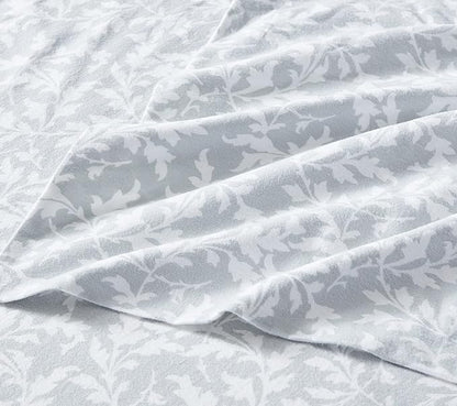 Laura Ashley - Flannel Sheets King Size, Anti-Pilling & Wrinkle Resistant Cotton, Touchably Soft for All-Season Comfort - Bed Sheets with Matching Pillowcases & Fitted Sheet (Crestwood Pastel Grey)