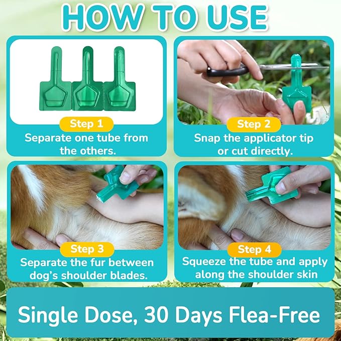 Flea and Tick Prevention for Dogs, 6-Month Supply Dog Flea and Tick Treatment Drops, Topical Fast-Acting Dog Treatment for Medium Dogs Up to 23 to 44 lbs-Mewly Pet