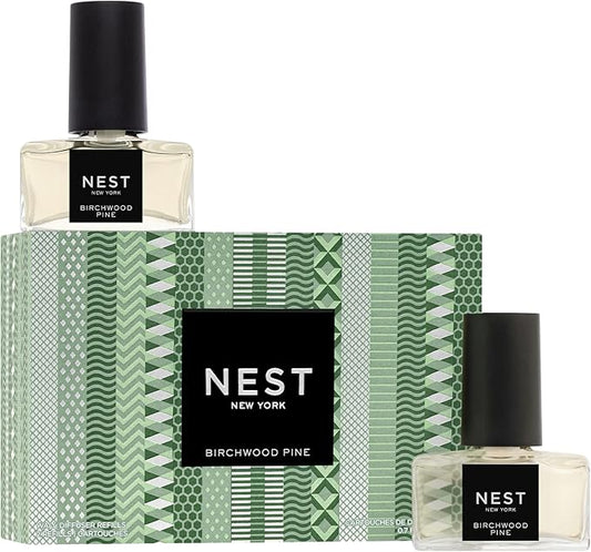 NEST New York Wall Diffuser Refill Vials, Birchwood Pine - Set of 2 - Up to 60 Days of Continuous Scent - Cruelty Free, Vegan - Made in USA