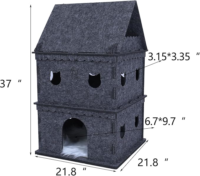 3-Tier Indoor Cat Apartment，Cozy Pet Cat Bed, Hideaway, and Sturdy Cat Castle for Multiple and Large Cats-Mewly Pet
